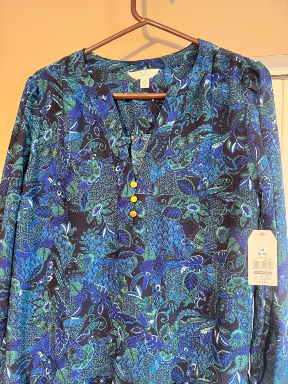 NWT Blue Paisley Tiered Mini Dress | M 8-10 | Coastal Boho Summer - Picture 4 of 9